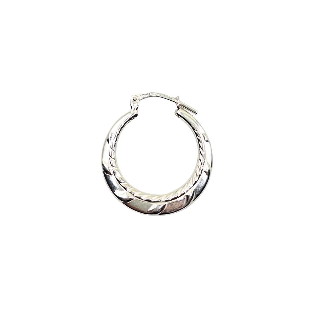 Silver Fancy Creole Earrings