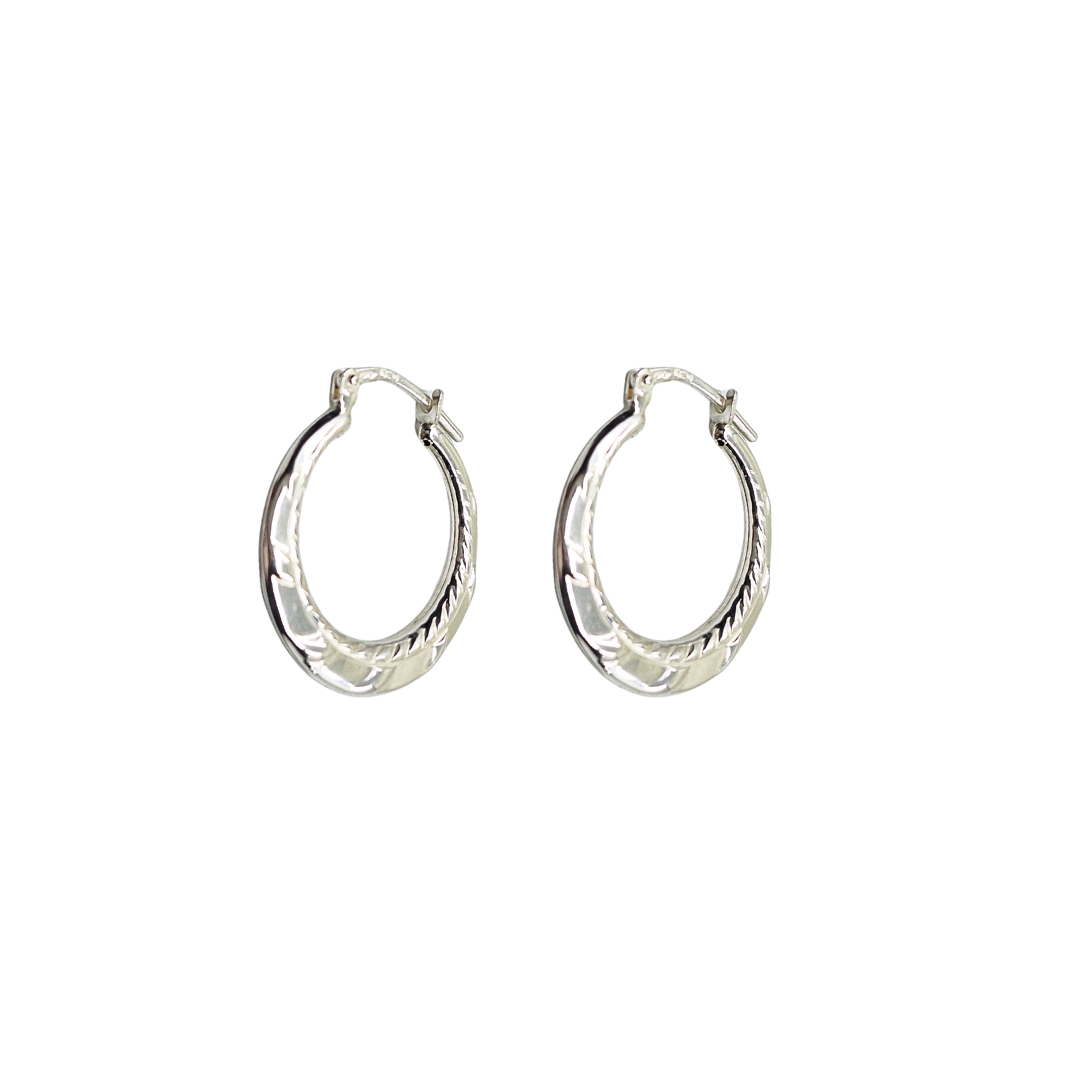 Silver Fancy Creole Earrings