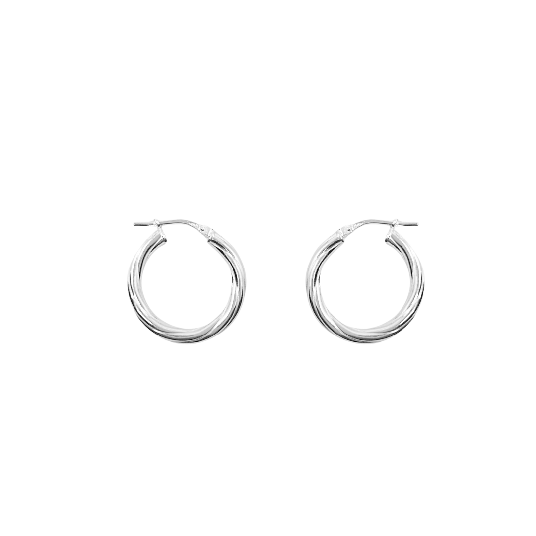 Silver Twist Hoop Creole Earrings