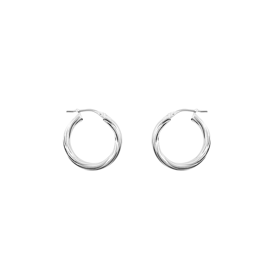 Silver Twist Hoop Creole Earrings