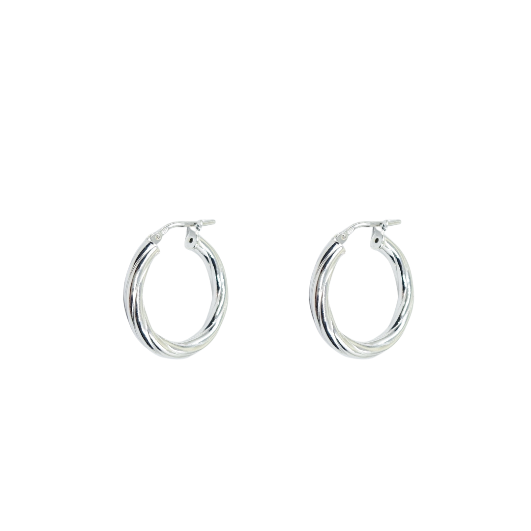 Silver Twist Hoop Creole Earrings