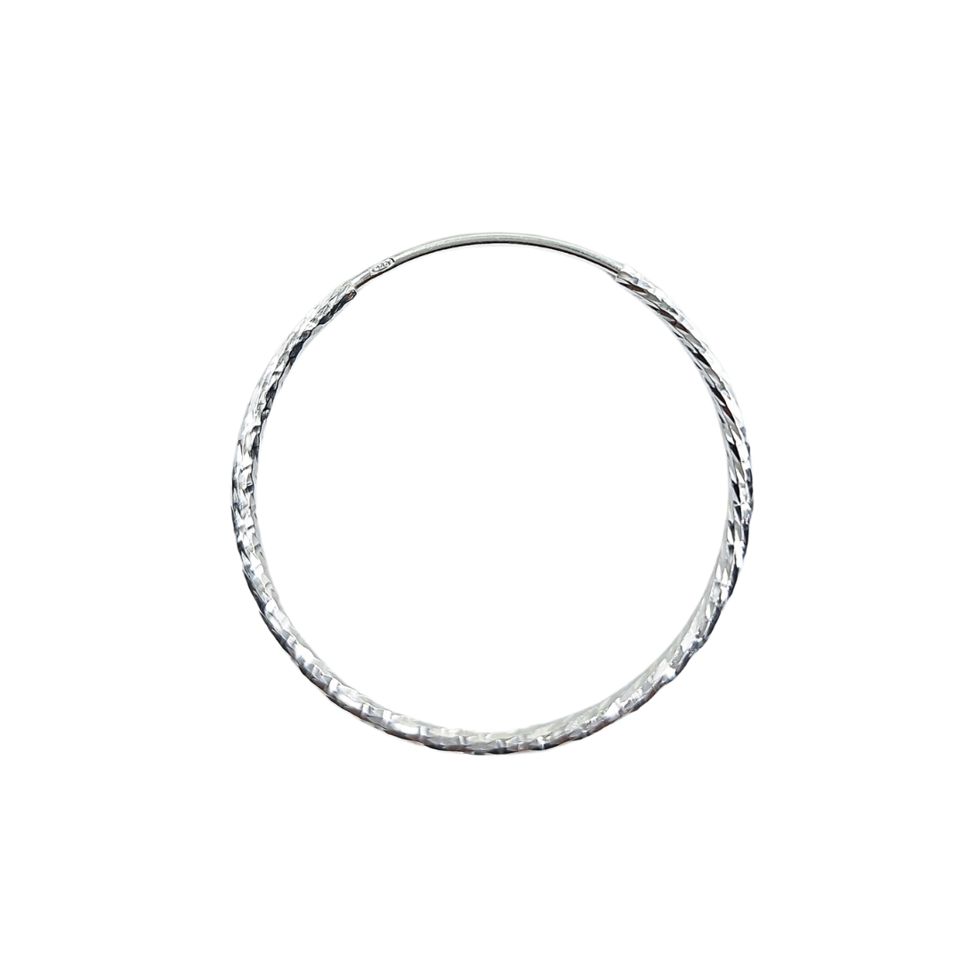 Silver 30mm Patterned Hoop Earrings