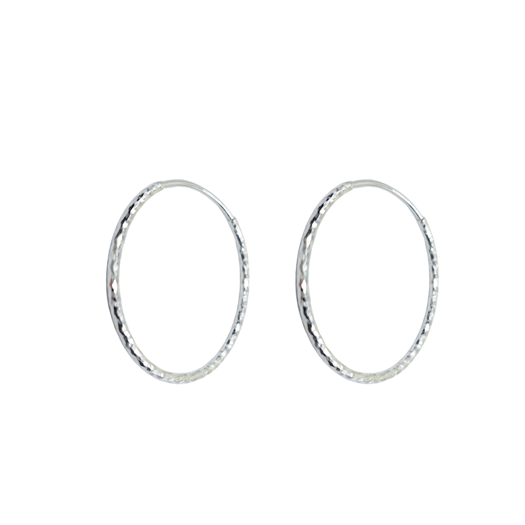 Silver 30mm Patterned Hoop Earrings