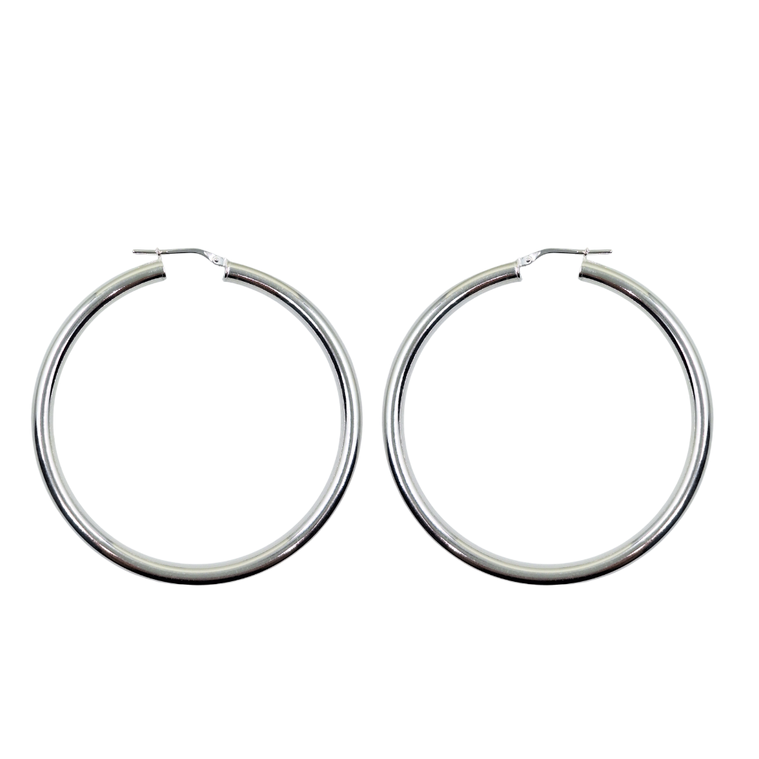 Silver Plain Hoop Creole Earrings