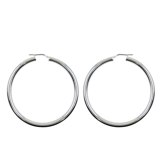 Silver Plain Hoop Creole Earrings
