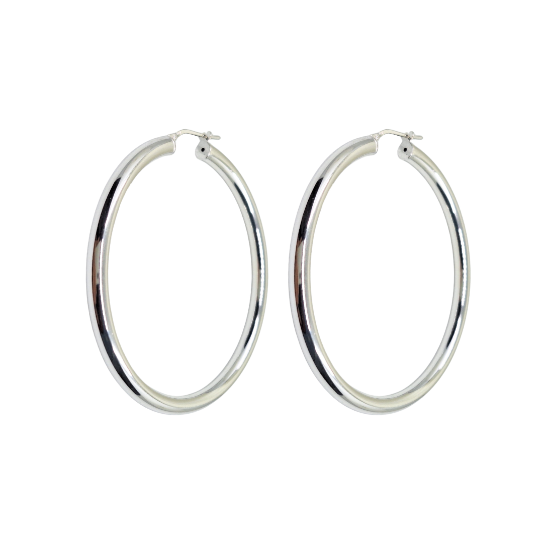 Silver Plain Hoop Creole Earrings