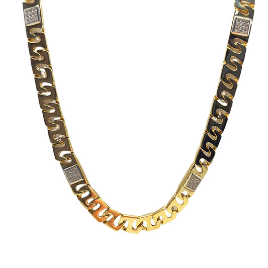 9ct Yellow Gold Cubic Zirconia Set Cast Chain 20"