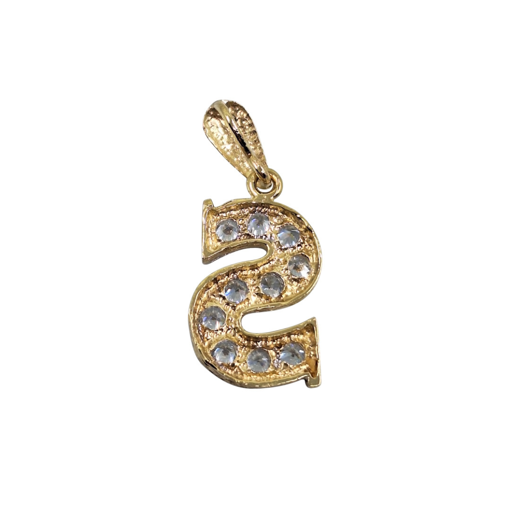 9ct Yellow Gold Cubic Zirconia Initial S Pendant