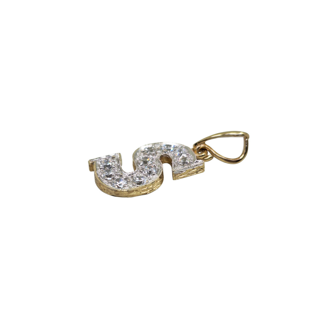 9ct Yellow Gold Cubic Zirconia Initial S Pendant