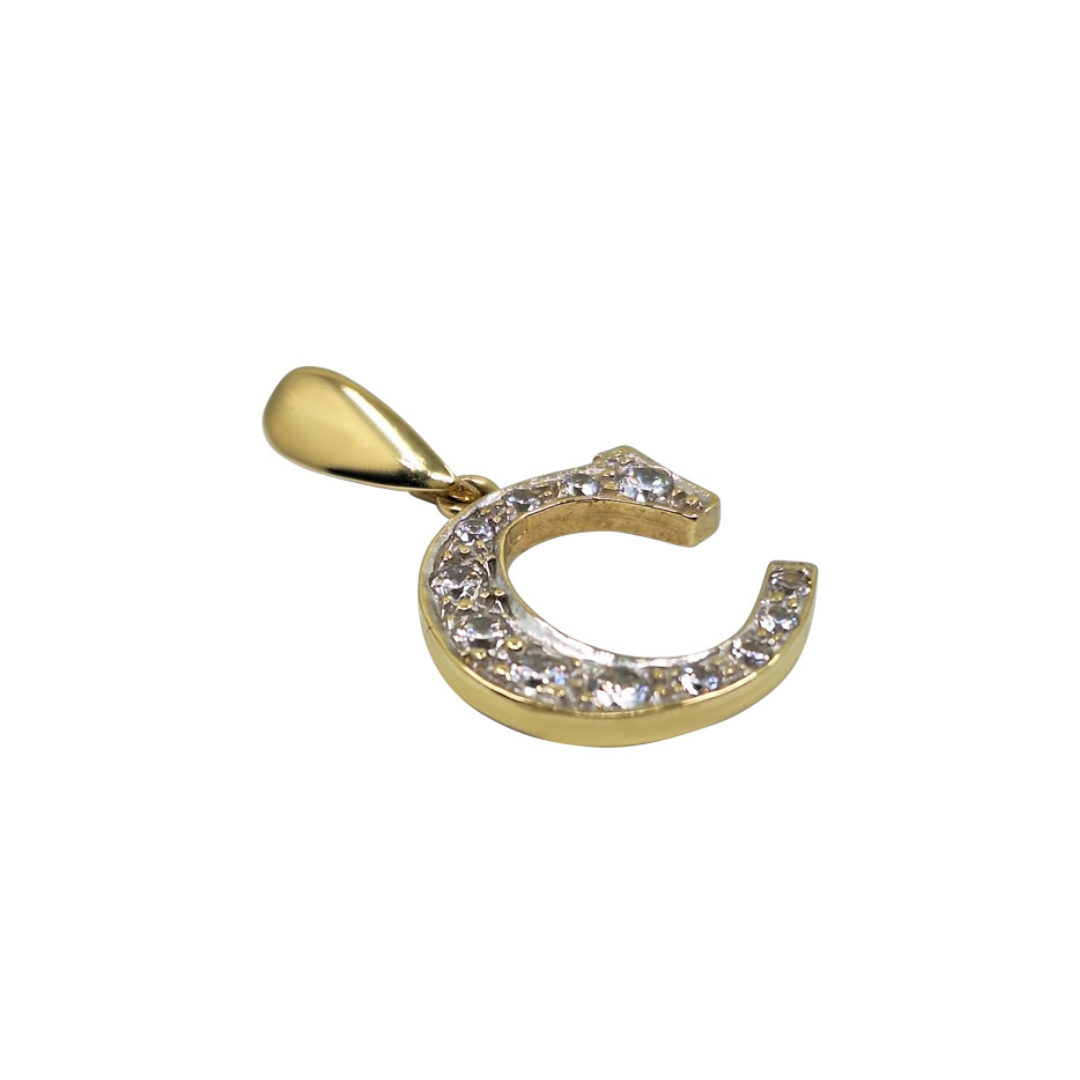 9ct Yellow Gold Cubic Zirconia C Initial Pendant