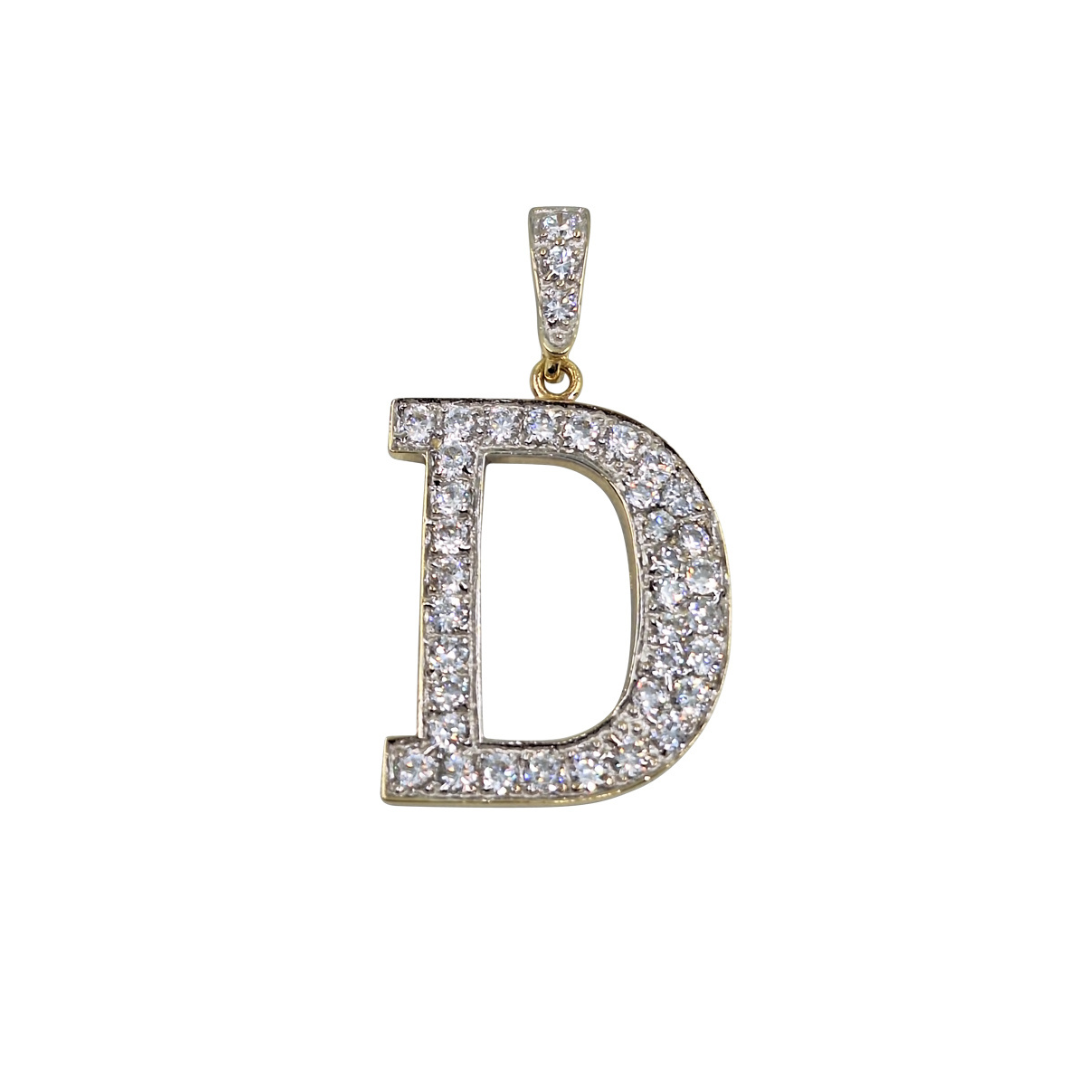 9ct Yellow Gold Cubic Zirconia D Initial Pendant