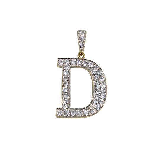 9ct Yellow Gold Cubic Zirconia D Initial Pendant