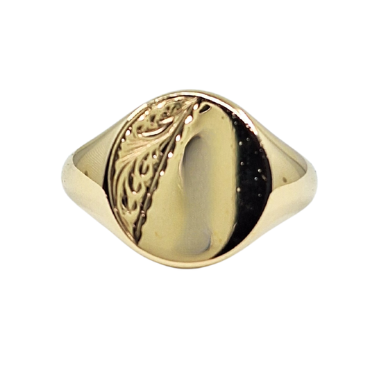 9ct Yellow Gold Engraved Signet Ring