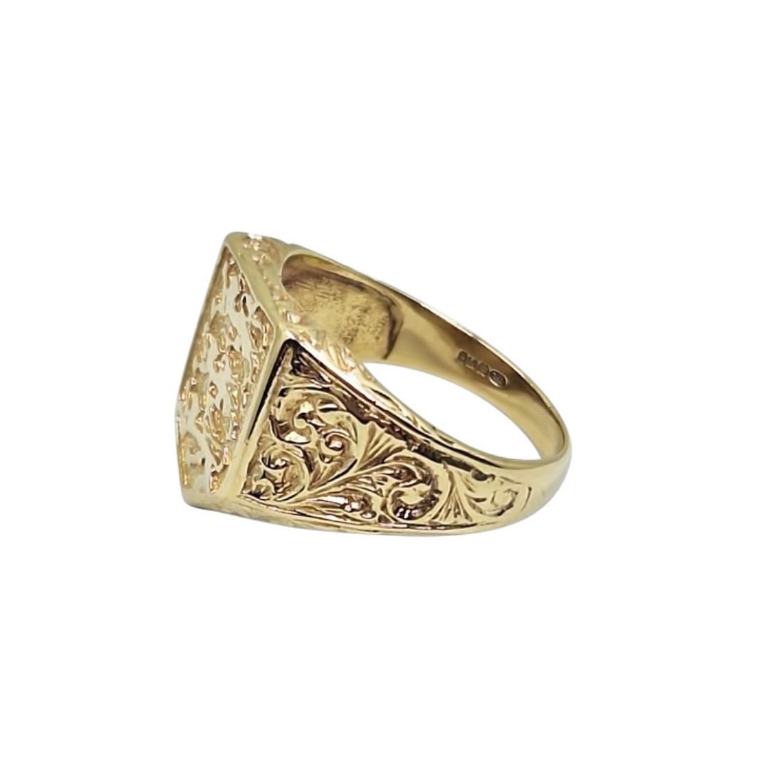 9ct Yellow Gold 3 Lions England Ring