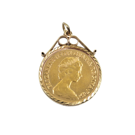 9ct/22ct Yellow Gold Half Sovereign Pendant 1982