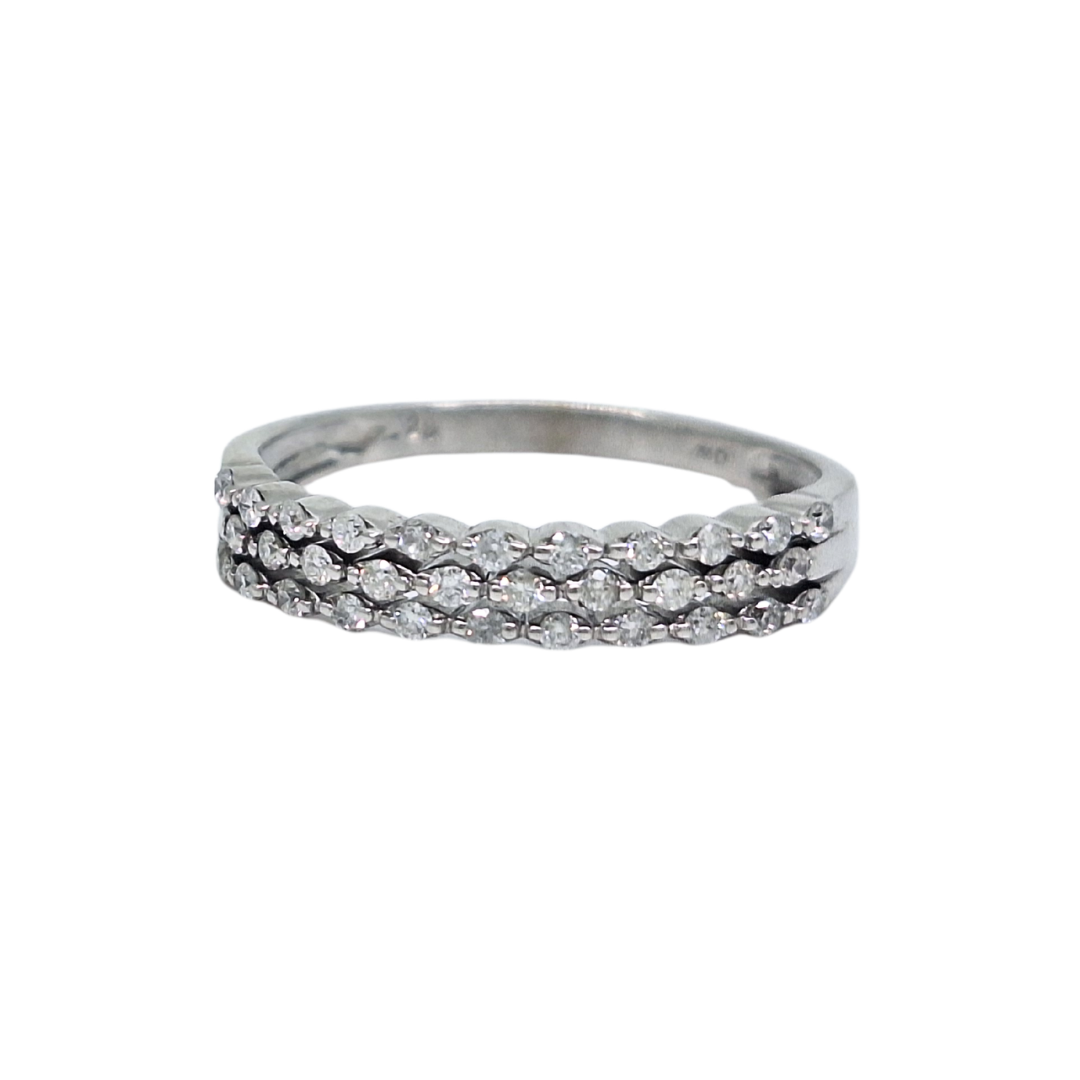 18ct White Gold Three Row Diamond Band Ring 0.29ct