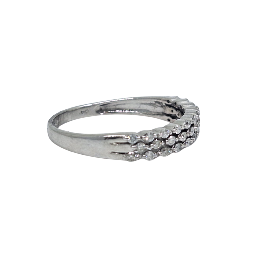18ct White Gold Three Row Diamond Band Ring 0.29ct
