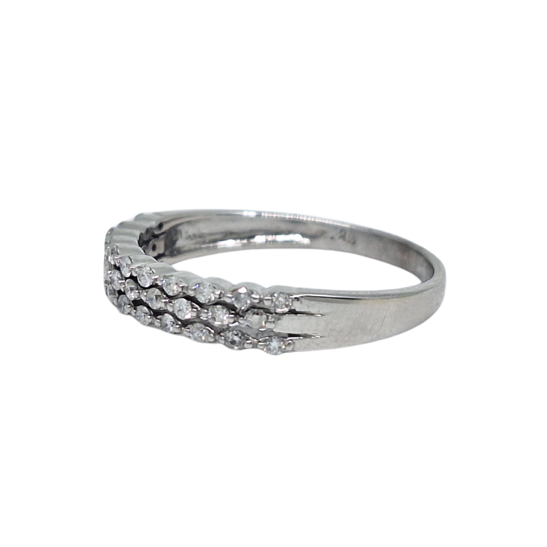 18ct White Gold Three Row Diamond Band Ring 0.29ct