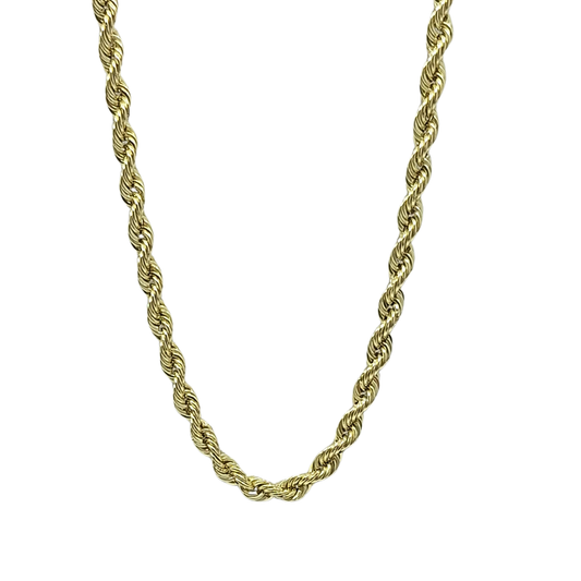 9ct Yellow Gold Hollow Rope Chain 20"