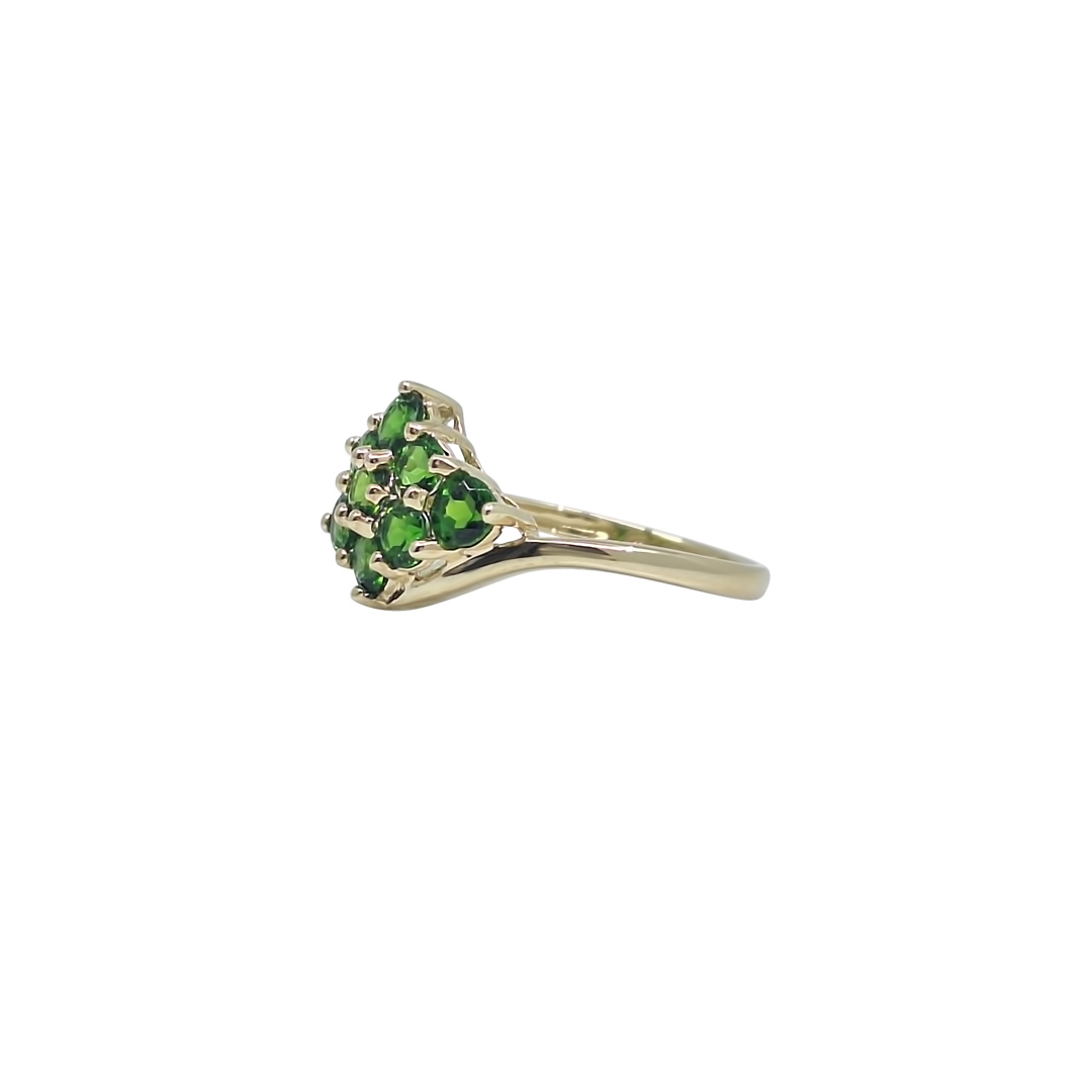 9ct Yellow Gold Green Gemstone Cluster Ring