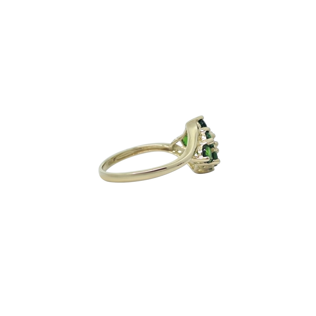 9ct Yellow Gold Green Gemstone Cluster Ring