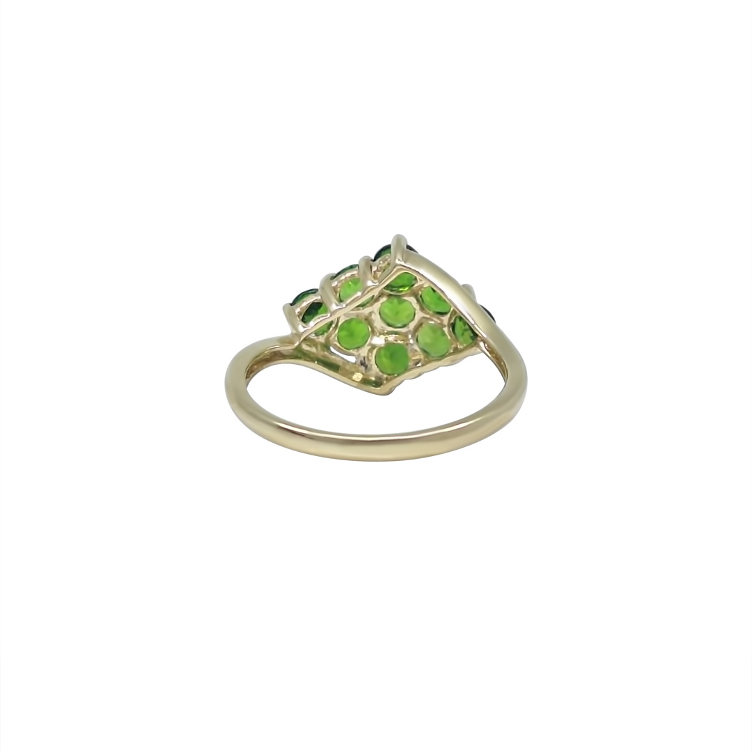 9ct Yellow Gold Green Gemstone Cluster Ring