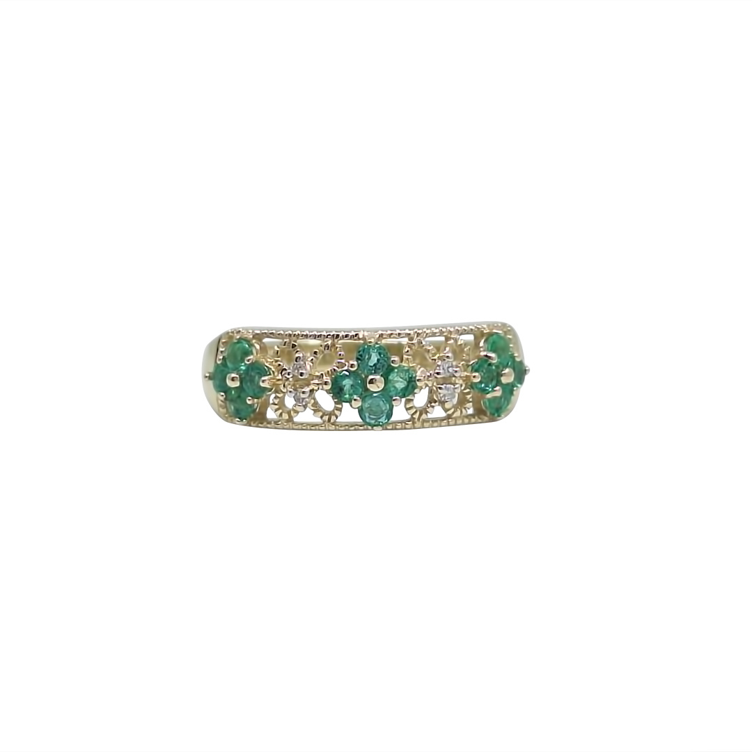 9ct Yellow Gold Emerald Band Ring