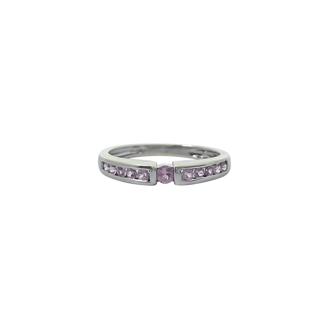 9ct White Gold Pink Sapphire Ring