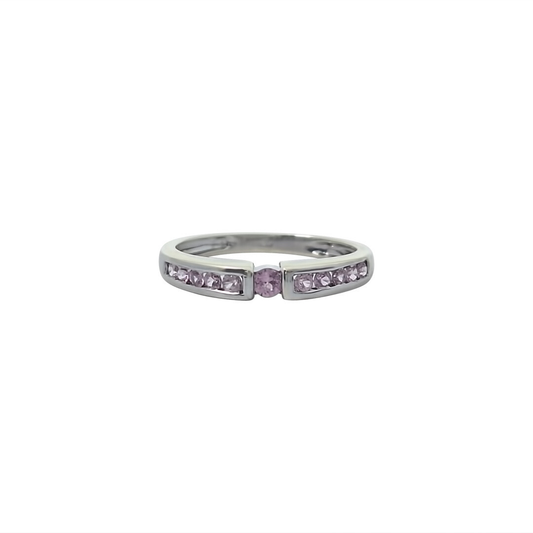 9ct White Gold Pink Sapphire Ring