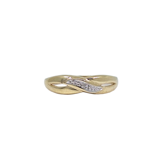 9ct Yellow Gold Diamond Set Crossover Ring