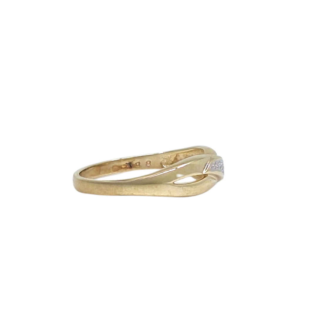 9ct Yellow Gold Diamond Set Crossover Ring