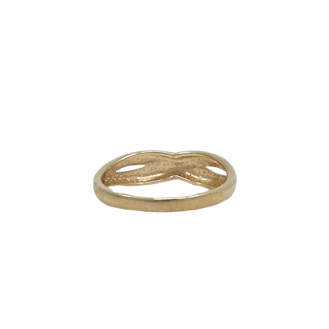 9ct Yellow Gold Diamond Set Crossover Ring