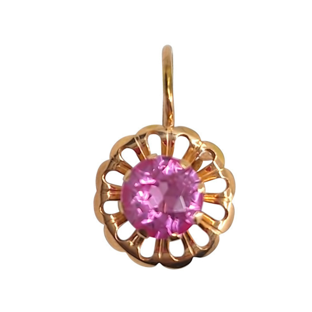 14ct Rose Gold Pink Cubic Zirconia Drop Earrings