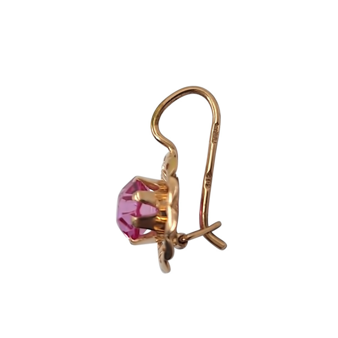 14ct Rose Gold Pink Cubic Zirconia Drop Earrings