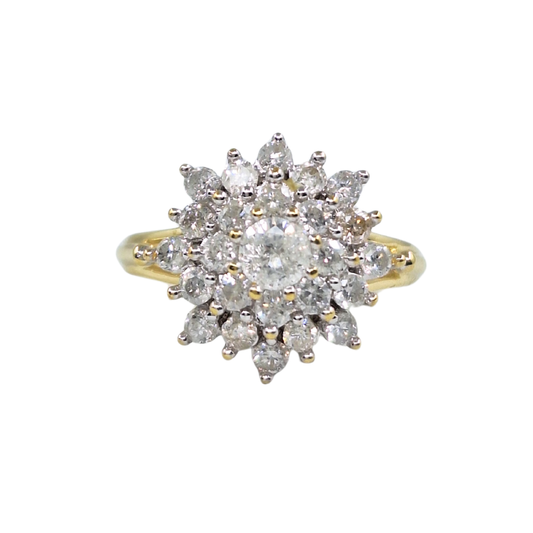 18ct Yellow Gold Diamond Cluster Ring 1ct