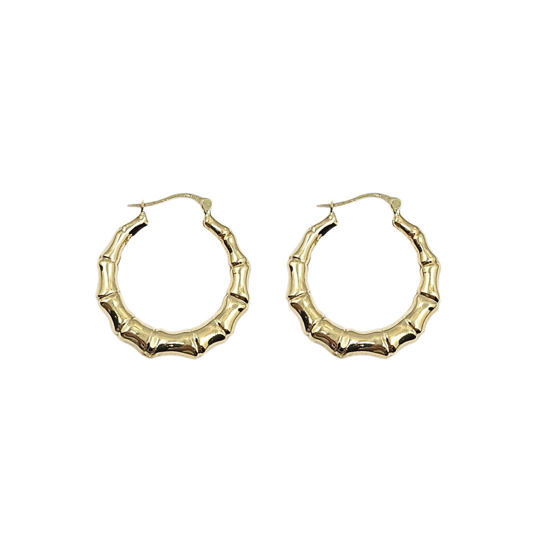 9ct Yellow Gold Bamboo Creole Earrings