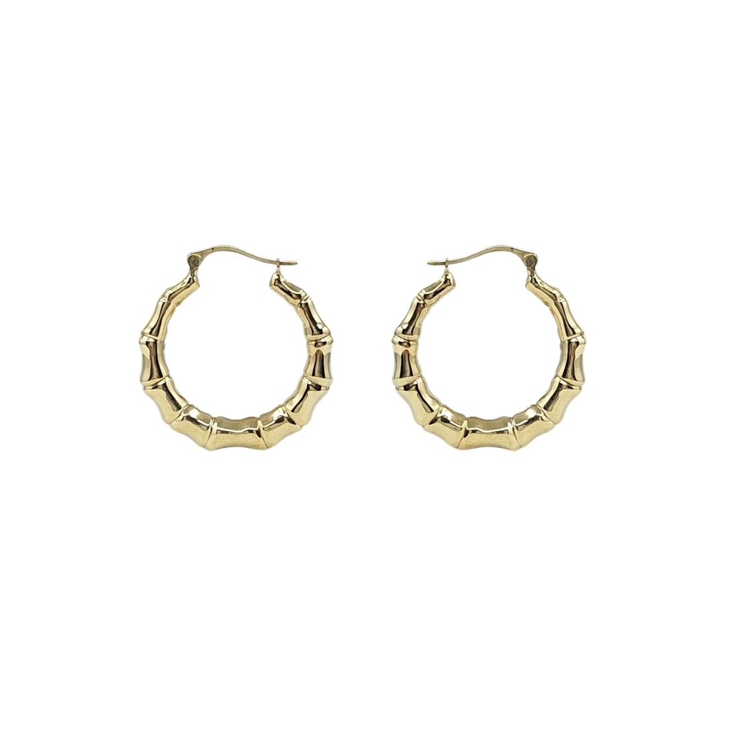 9ct Yellow Gold Bamboo Creole Earrings