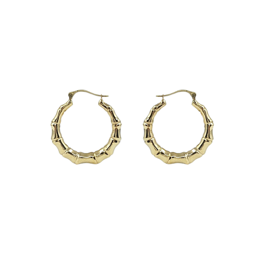 9ct Yellow Gold Bamboo Creole Earrings