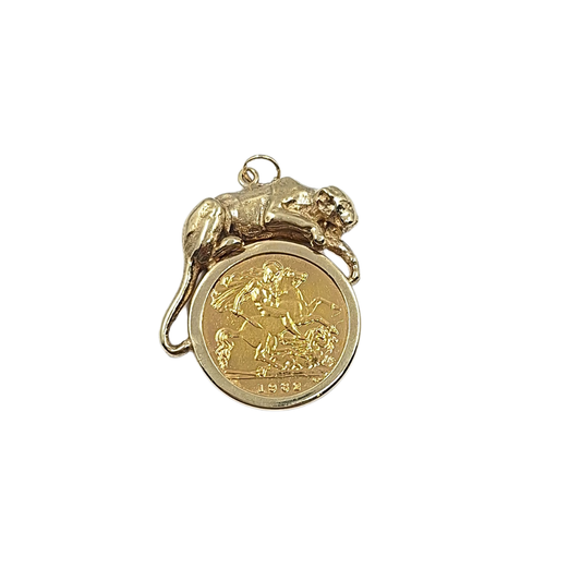 9ct/22ct Yellow Gold Half Sovereign Pendant 1982