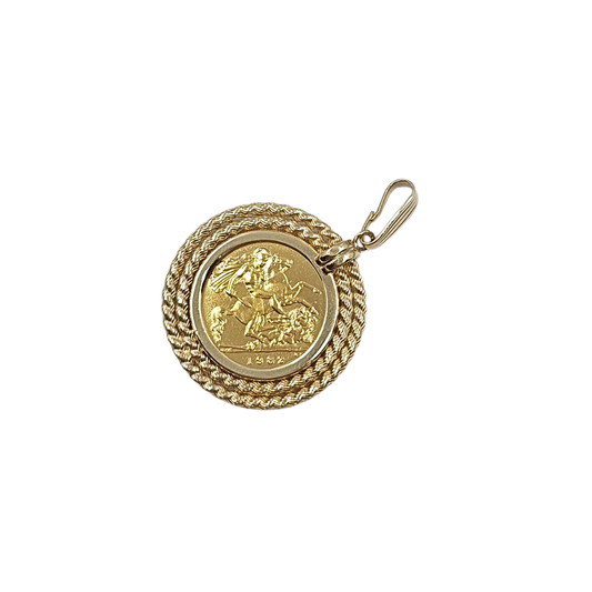 9ct/22ct Yellow Gold Half Sovereign Pendant 1982