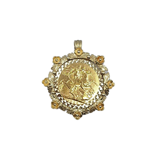 9ct/22ct Yellow Gold Full Sovereign Pendant 1966