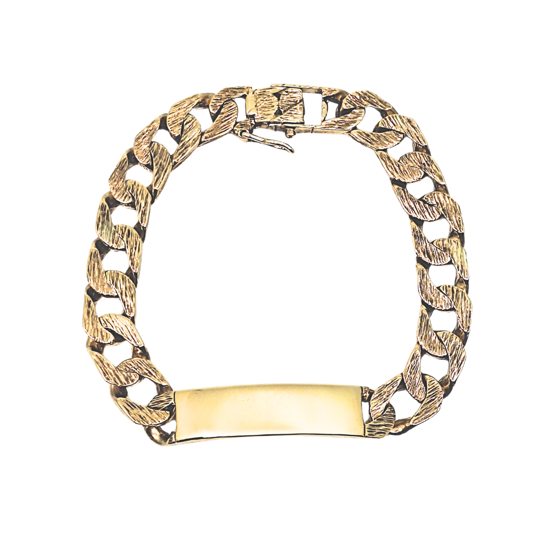 9ct Yellow Gold Chaps Identity Bracelet 9"