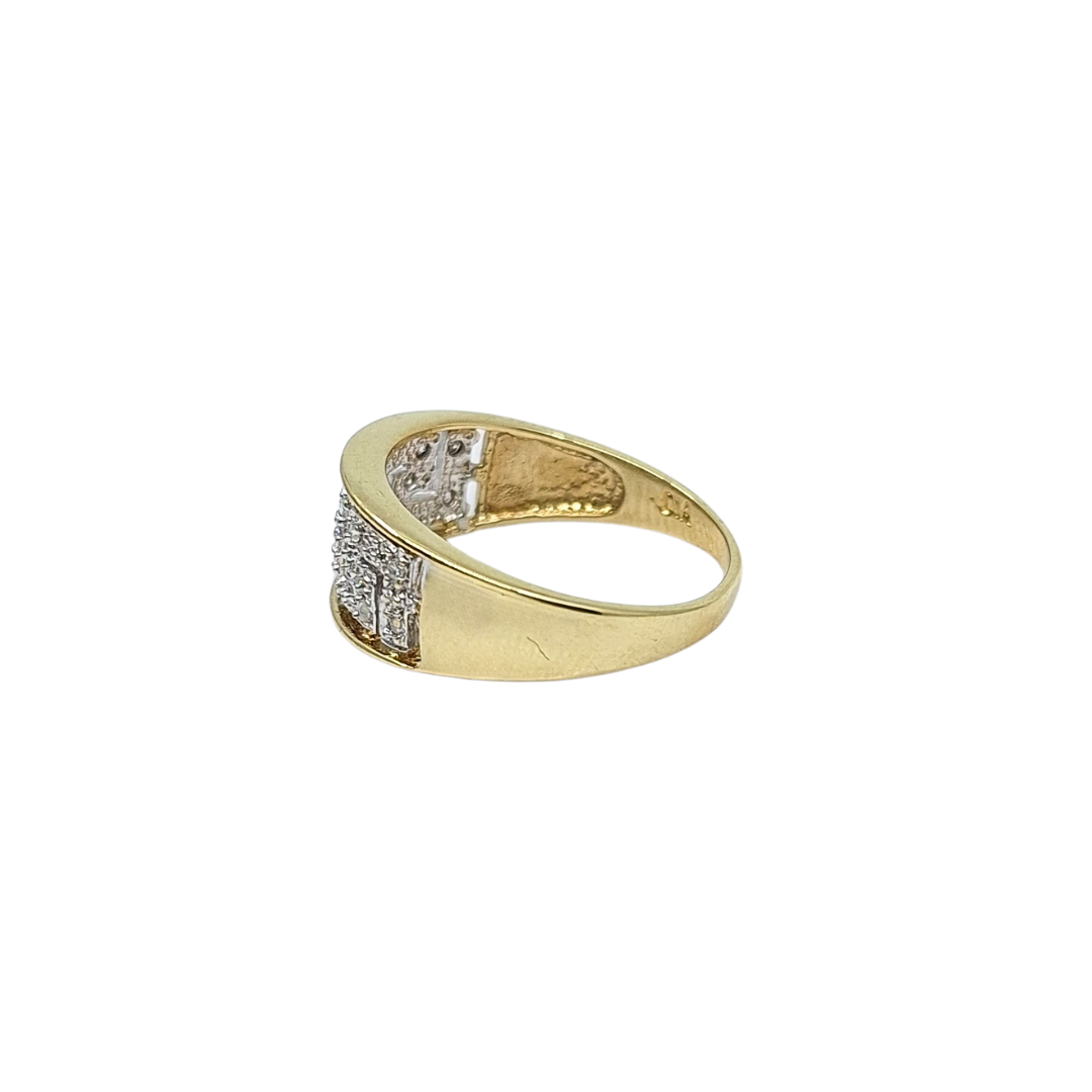 9ct Yellow Gold Cubic Zirconia Fancy Band Ring