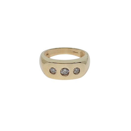 9ct Yellow Gold Diamond Det Signet Ring 0.50ct