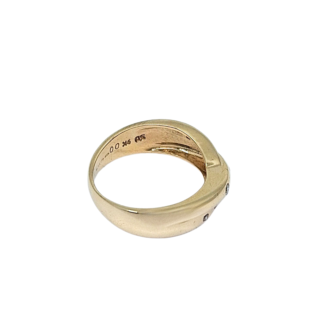 9ct Yellow Gold Cross-over Diamond Set Band Ring