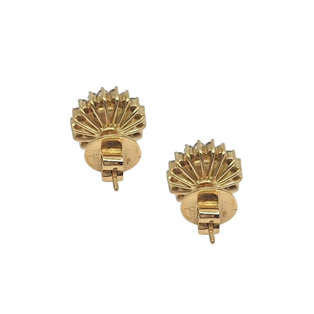 18ct Yellow Gold Pearl & Diamond Halo Earrings