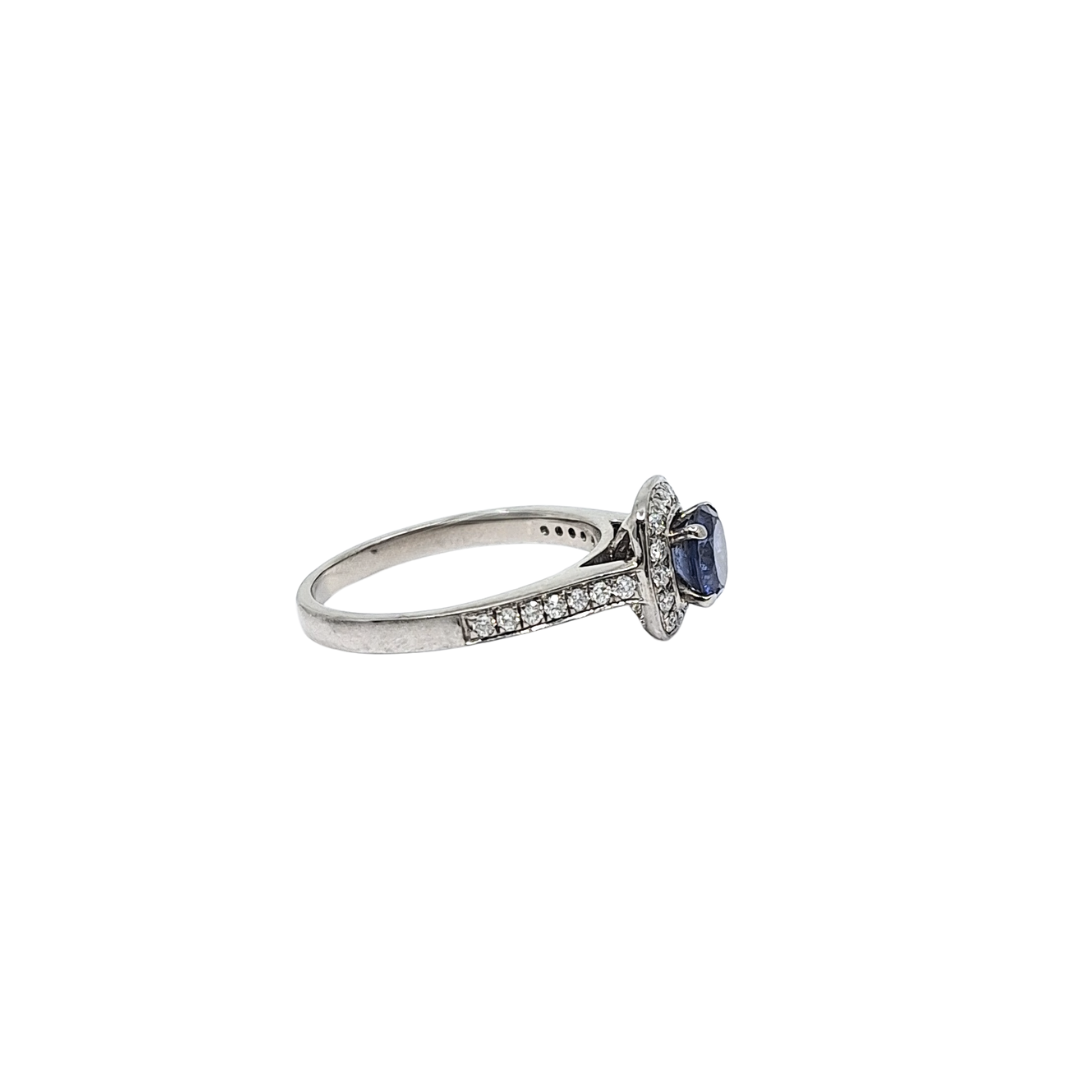 18ct White Gold Tanzanite & Diamond Halo Ring