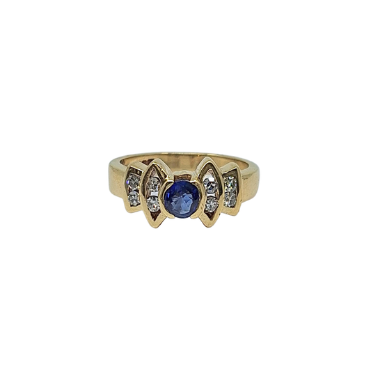 9ct Yellow Gold Sapphire & Diamond Ring
