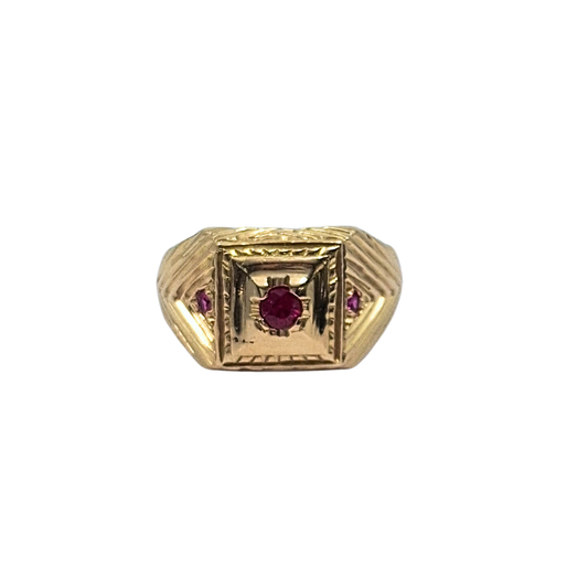 18ct Yellow Gold Gents Ruby Signet Ring