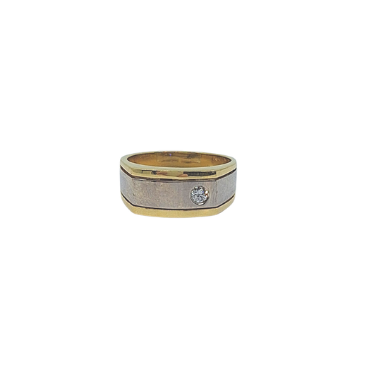 18ct Yellow & White Gold Diamond Set Signet Ring